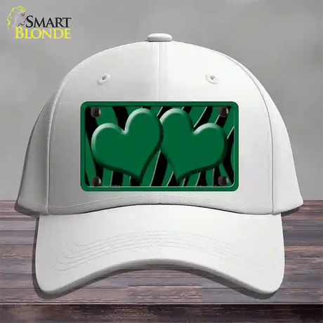 Green Black Zebra Green Centered Hearts Novelty License Plate Hat Cotton / White