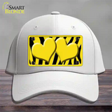 Yellow Black Zebra Yellow Centered Hearts Novelty License Plate Hat Cotton / White