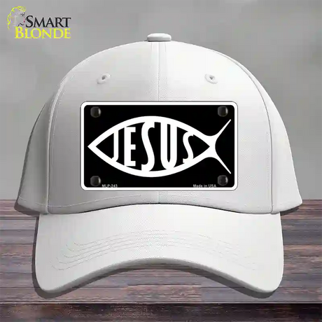 Jesus Fish Novelty License Plate Hat Cotton / White