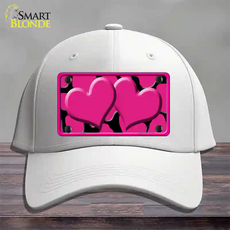 Pink Black Giraffe Pink Centered Hearts Novelty License Plate Hat Cotton / White