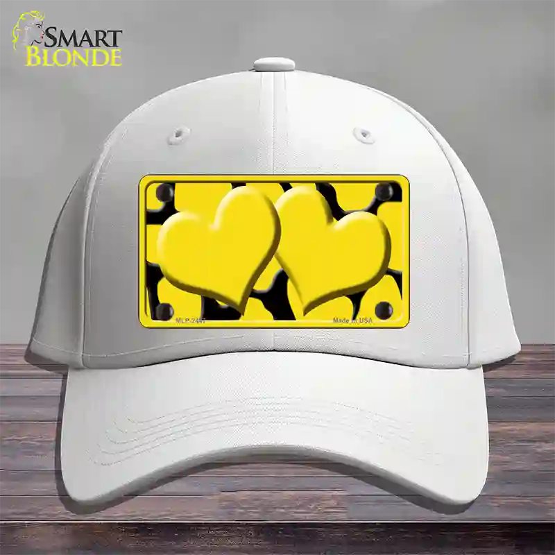 Yellow Black Giraffe Yellow Centered Hearts Novelty License Plate Hat Cotton / White