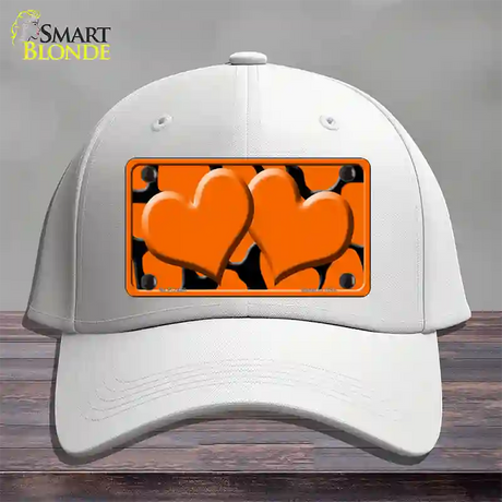 Orange Black Giraffe Orange Centered Hearts Novelty License Plate Hat Cotton / White