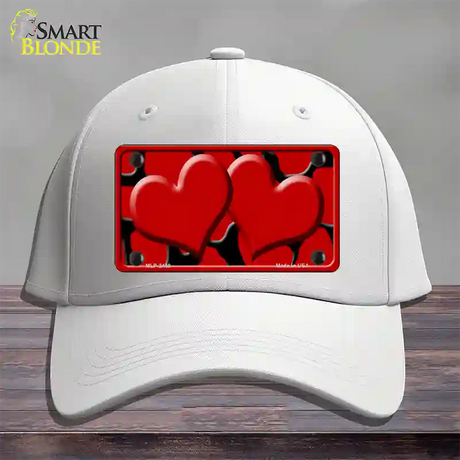 Red Black Giraffe Red Centered Hearts Novelty License Plate Hat Cotton / White