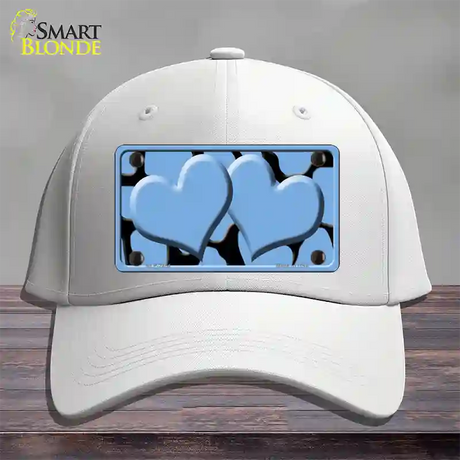 Light Blue Black Giraffe Light Blue Centered Hearts Novelty License Plate Hat Cotton / White