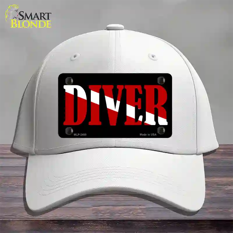 Scuba Diver Novelty License Plate Hat Cotton / White