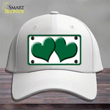 Solid Green Centered Hearts White Novelty License Plate Hat Cotton / White