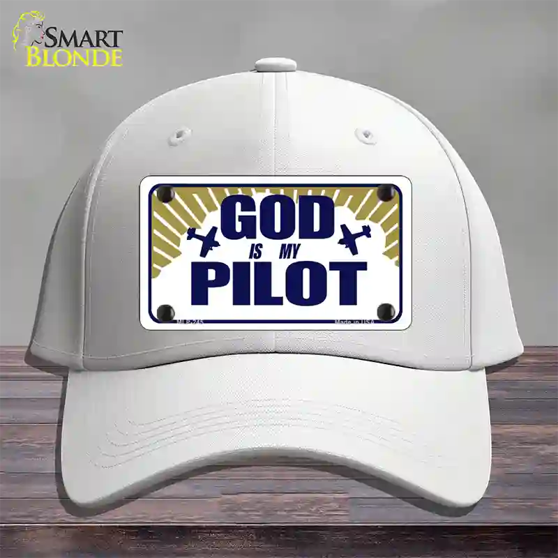 God Is My Pilot Novelty License Plate Hat Cotton / White