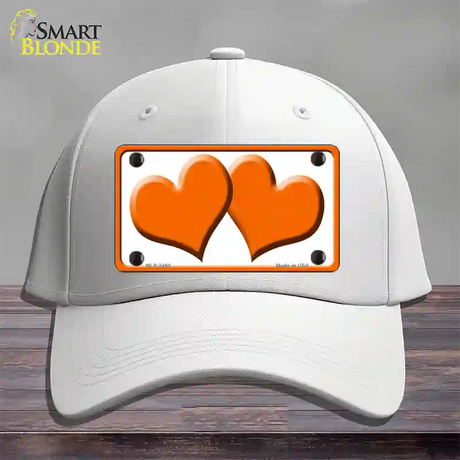 Solid Orange Centered Hearts White Novelty License Plate Hat Cotton / White