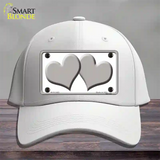 Solid Grey Centered Hearts White Novelty License Plate Hat Cotton / White