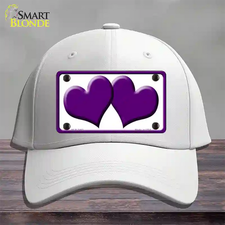 Solid Purple Centered Hearts White Novelty License Plate Hat Cotton / White