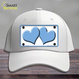 Solid Light Blue Centered Hearts White Novelty License Plate Hat Cotton / White