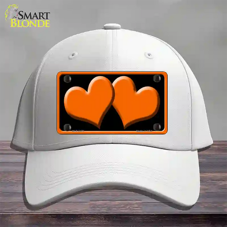 Solid Orange Centered Hearts Black Novelty License Plate Hat Cotton / White