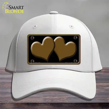 Solid Brown Centered Hearts Black Novelty License Plate Hat Cotton / White