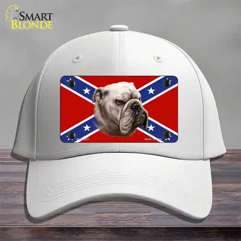 Confederate Flag Bulldog Novelty License Plate Hat Cotton / White