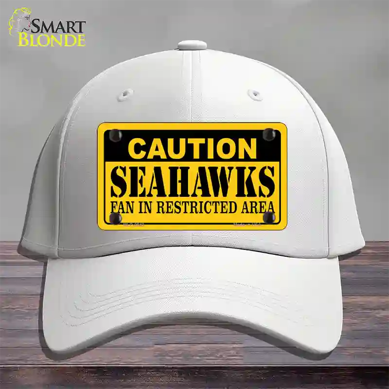 Caution Seahawks Novelty License Plate Hat Cotton / White