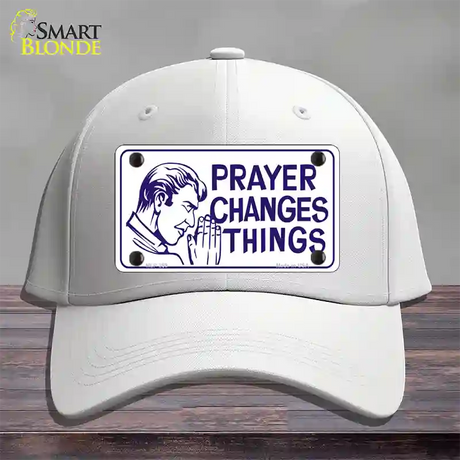 Prayer Changes Things Novelty License Plate Hat Cotton / White