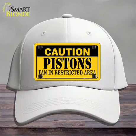 Caution Pistons Fan Novelty License Plate Hat Cotton / White