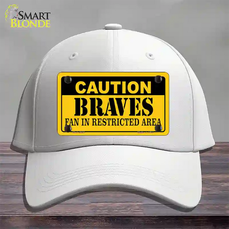 Caution Braves Fan Novelty License Plate Hat Cotton / White