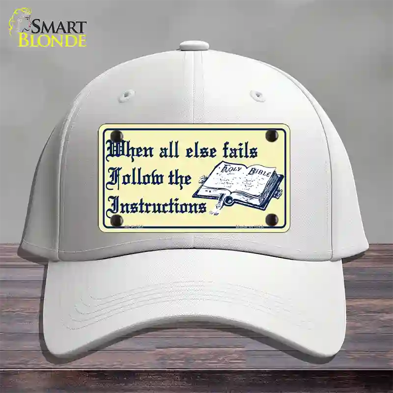 Follow Instructions Novelty License Plate Hat Cotton / White