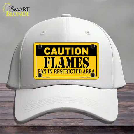 Caution Flames Novelty License Plate Hat Cotton / White