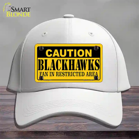 Caution Blackhawks Novelty License Plate Hat Cotton / White