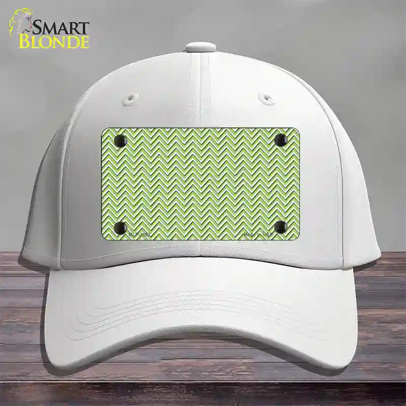 Lime Green White Chevron Novelty License Plate Hat Cotton / White