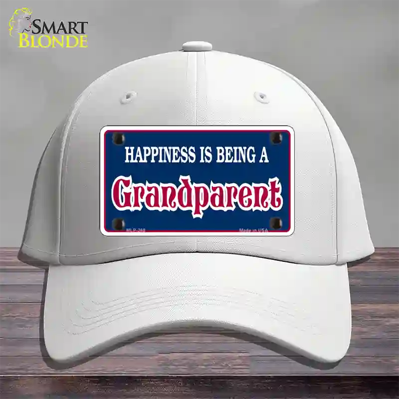 Happiness Being Grandparent Novelty License Plate Hat Cotton / White