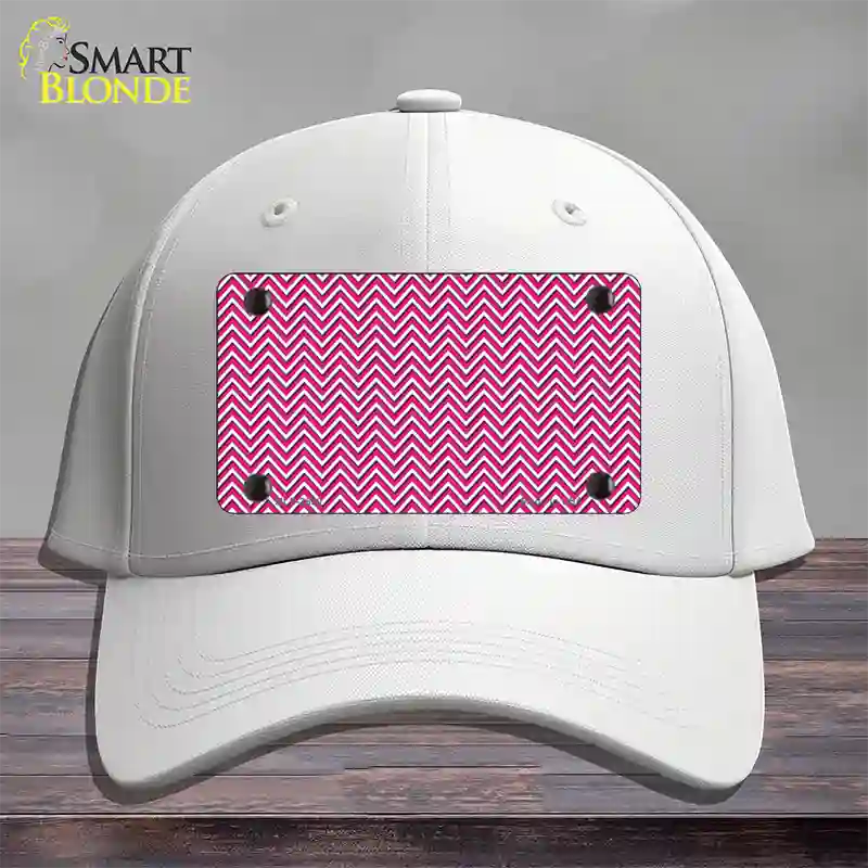 Pink White Chevron Novelty License Plate Hat Cotton / White