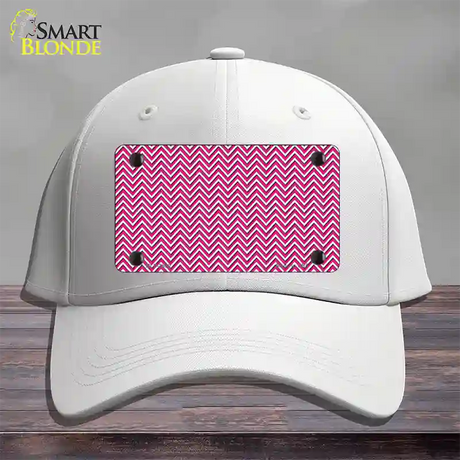 Pink White Chevron Novelty License Plate Hat Cotton / White