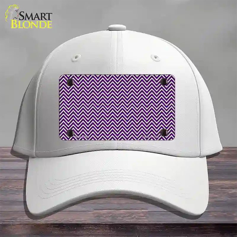 Purple White Chevron Novelty License Plate Hat Cotton / White