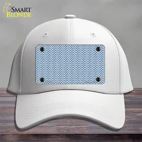 Light Blue White Chevron Novelty License Plate Hat Cotton / White