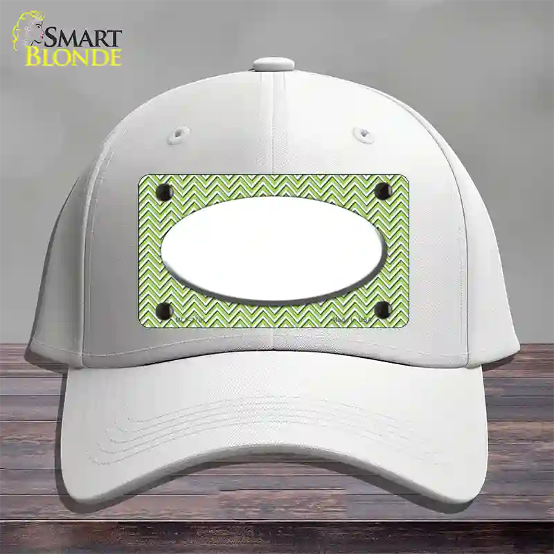 Lime Green White Chevon White Center Oval Novelty License Plate Hat Cotton / White