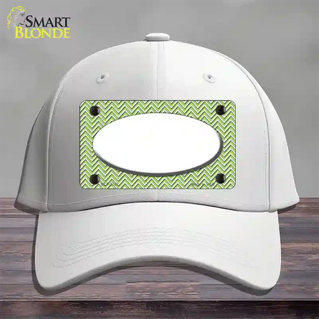 Lime Green White Chevon White Center Oval Novelty License Plate Hat Cotton / White