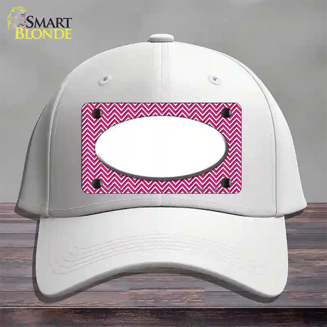 Pink White Chevon White Center Oval Novelty License Plate Hat Cotton / White