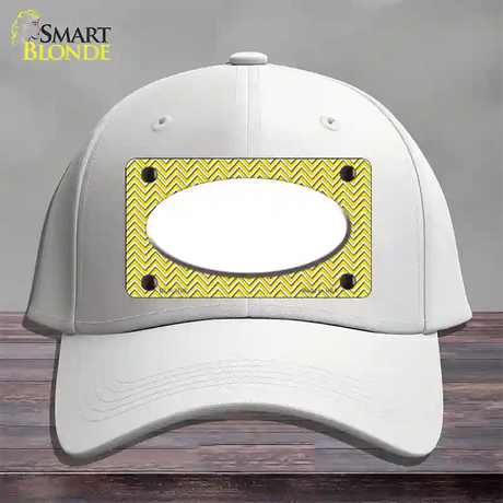 Yellow White Chevon White Center Oval Novelty License Plate Hat Cotton / White