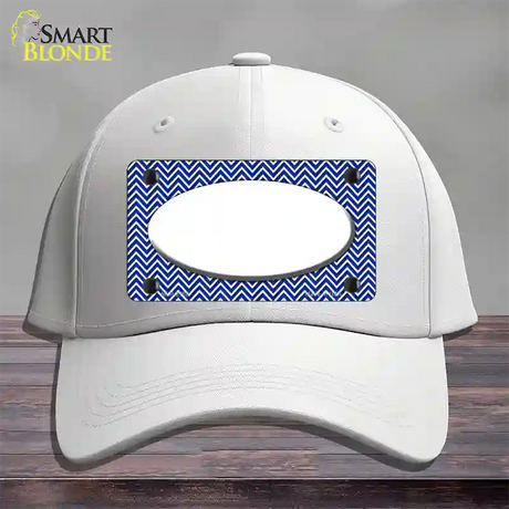 Blue White Chevon White Center Oval Novelty License Plate Hat Cotton / White