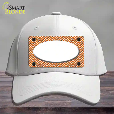 Orange White Chevon White Center Oval Novelty License Plate Hat Cotton / White