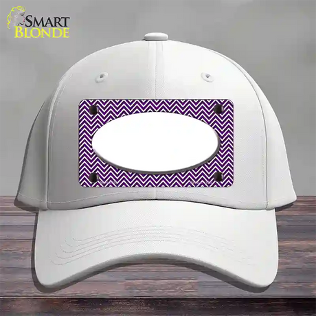 Purple White Chevon White Center Oval Novelty License Plate Hat Cotton / White