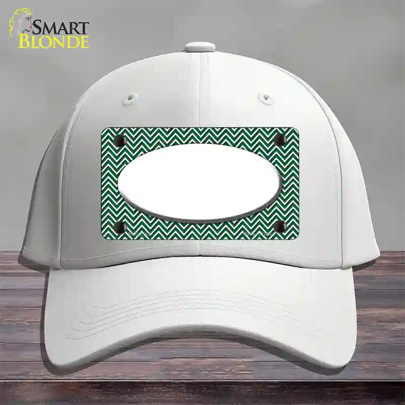 Green White Chevon White Center Oval Novelty License Plate Hat Cotton / White