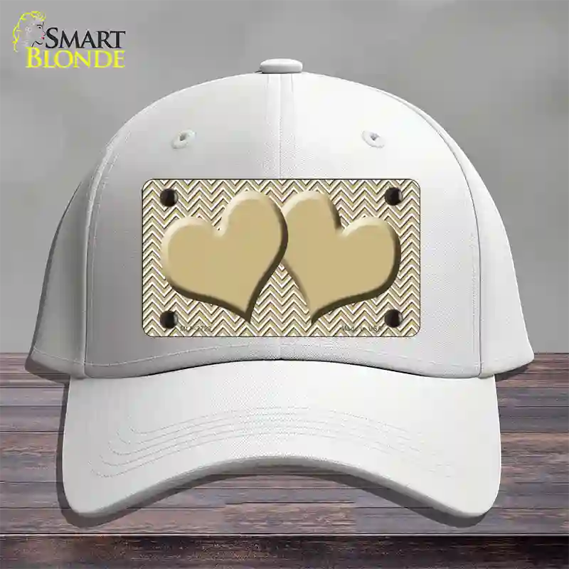 Gold White Chevron Gold Center Hearts Novelty License Plate Hat Cotton / White