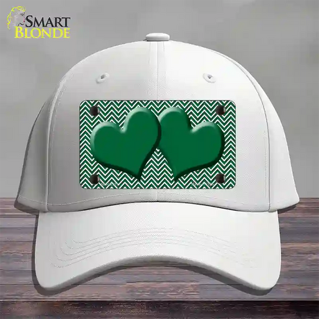 Green White Chevron Green Center Hearts Novelty License Plate Hat Cotton / White