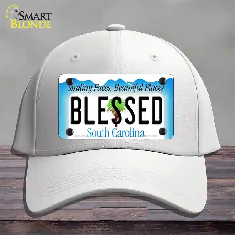 Blessed South Carolina Blue Novelty License Plate Hat Cotton / White