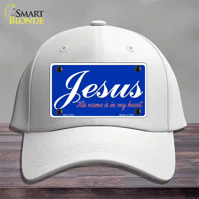 Jesus Blue Novelty License Plate Hat Cotton / White