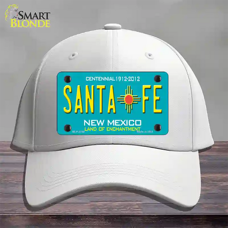 Santa Fe New Mexico Teal Novelty License Plate Hat Cotton / White