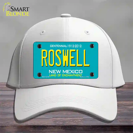 Roswell New Mexico Teal Novelty License Plate Hat Cotton / White