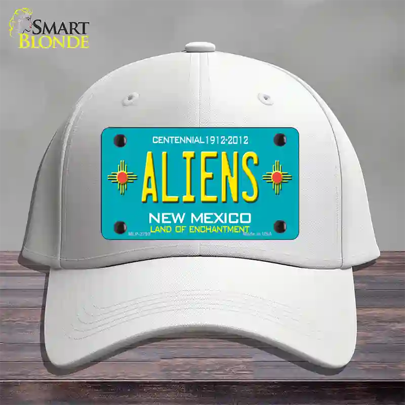 Aliens New Mexico Teal Novelty License Plate Hat Cotton / White