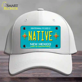 Native New Mexico Teal Novelty License Plate Hat Cotton / White