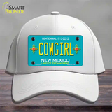 Cowgirl New Mexico Teal Novelty License Plate Hat Cotton / White