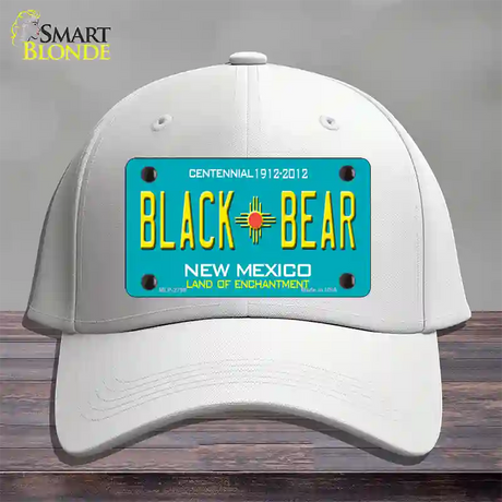 Black Bear New Mexico Teal Novelty License Plate Hat Cotton / White