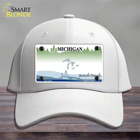 Michigan Peninsulas State Blank Novelty License Plate Hat Cotton / White